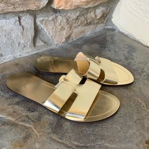 J.Crew Leather Sandals in Gold Size 6